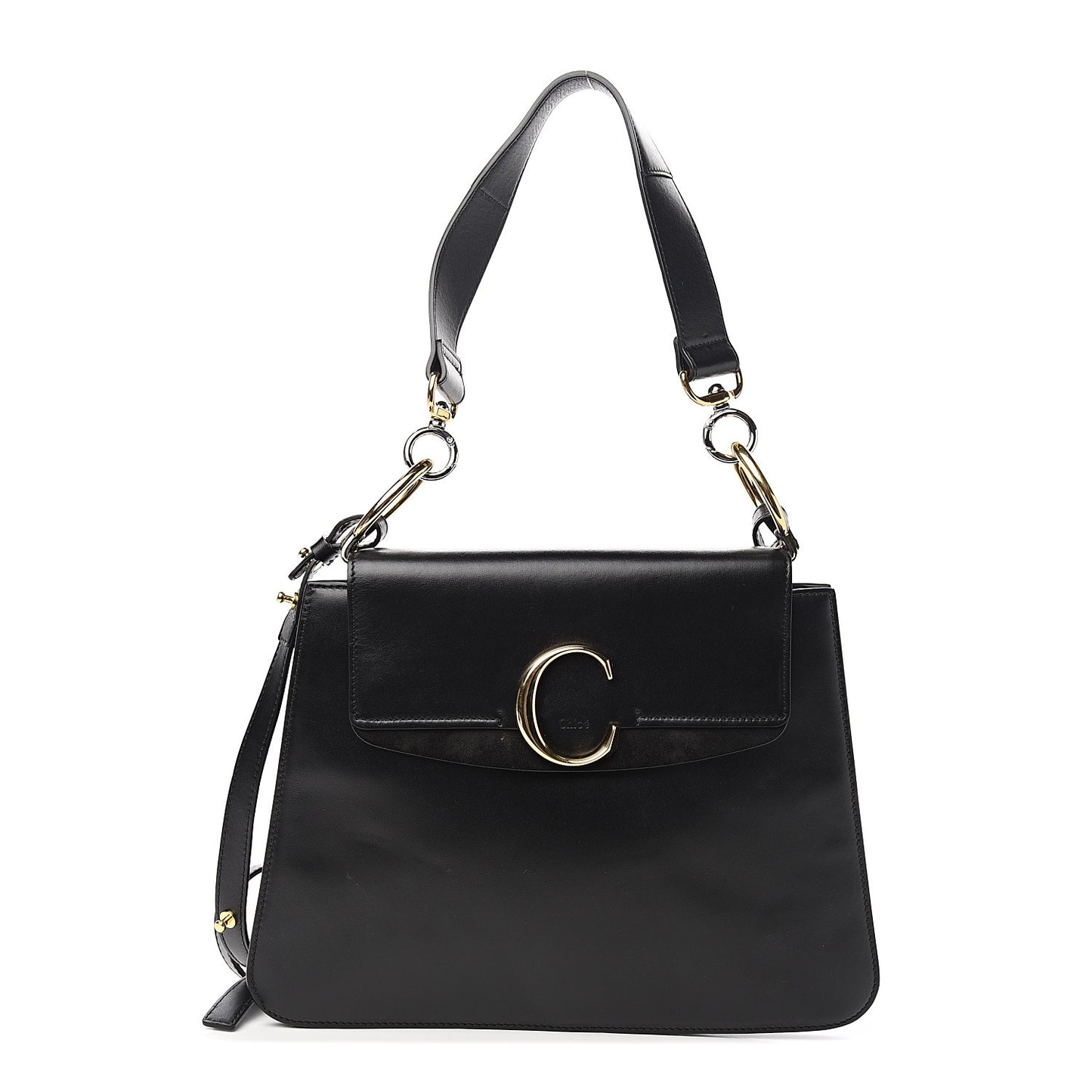 Calfskin Medium C Shoulder Bag Black
