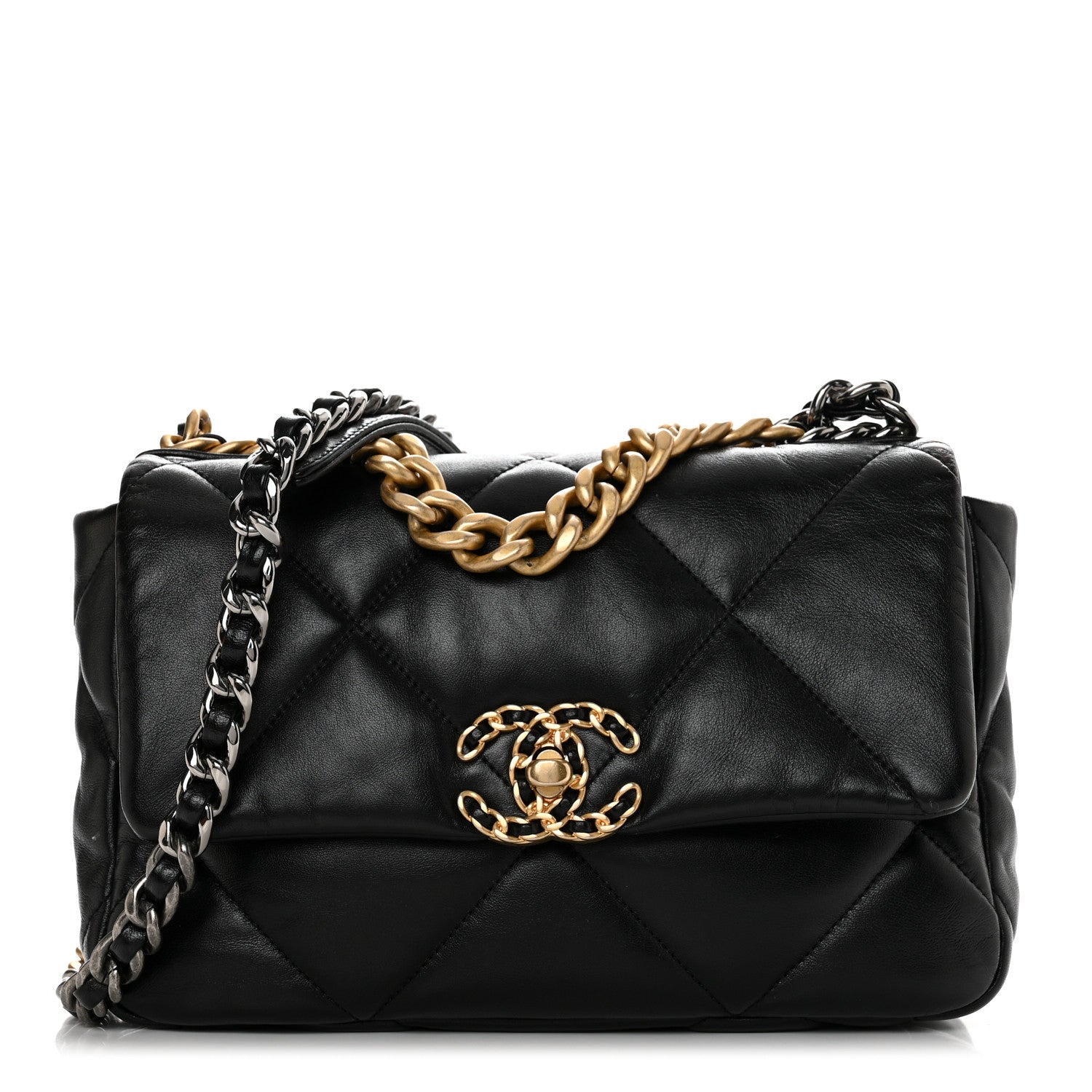 Chanel Shiny Goatskin Quilted Medium Chanel 19 Flap Black 1 of 11
