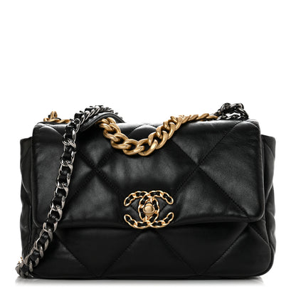 Chanel Shiny Goatskin Quilted Medium Chanel 19 Flap Black 1 of 11