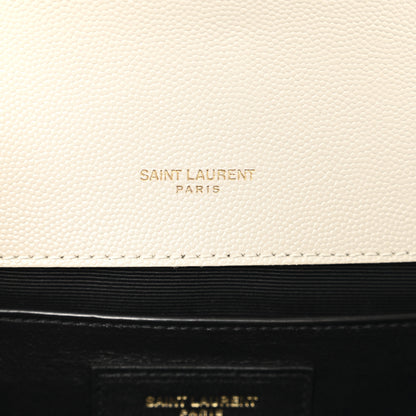 Saint Laurent Grain De Poudre Textured Mixed Matelasse Medium Triquilt Monogram Satchel Crema Soft 7 of 12