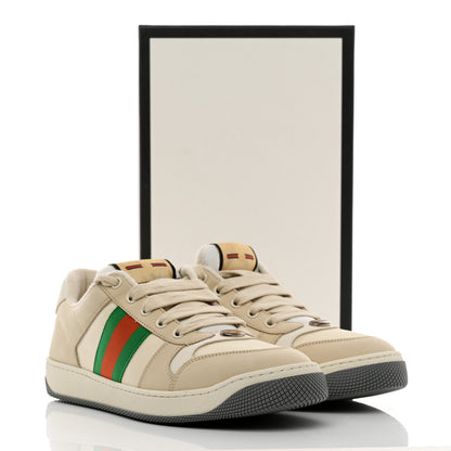 Gucci Nylon Nubuck Web Womens Screener Sneakers 40 Mystic White Dusty Milk 10 of 10