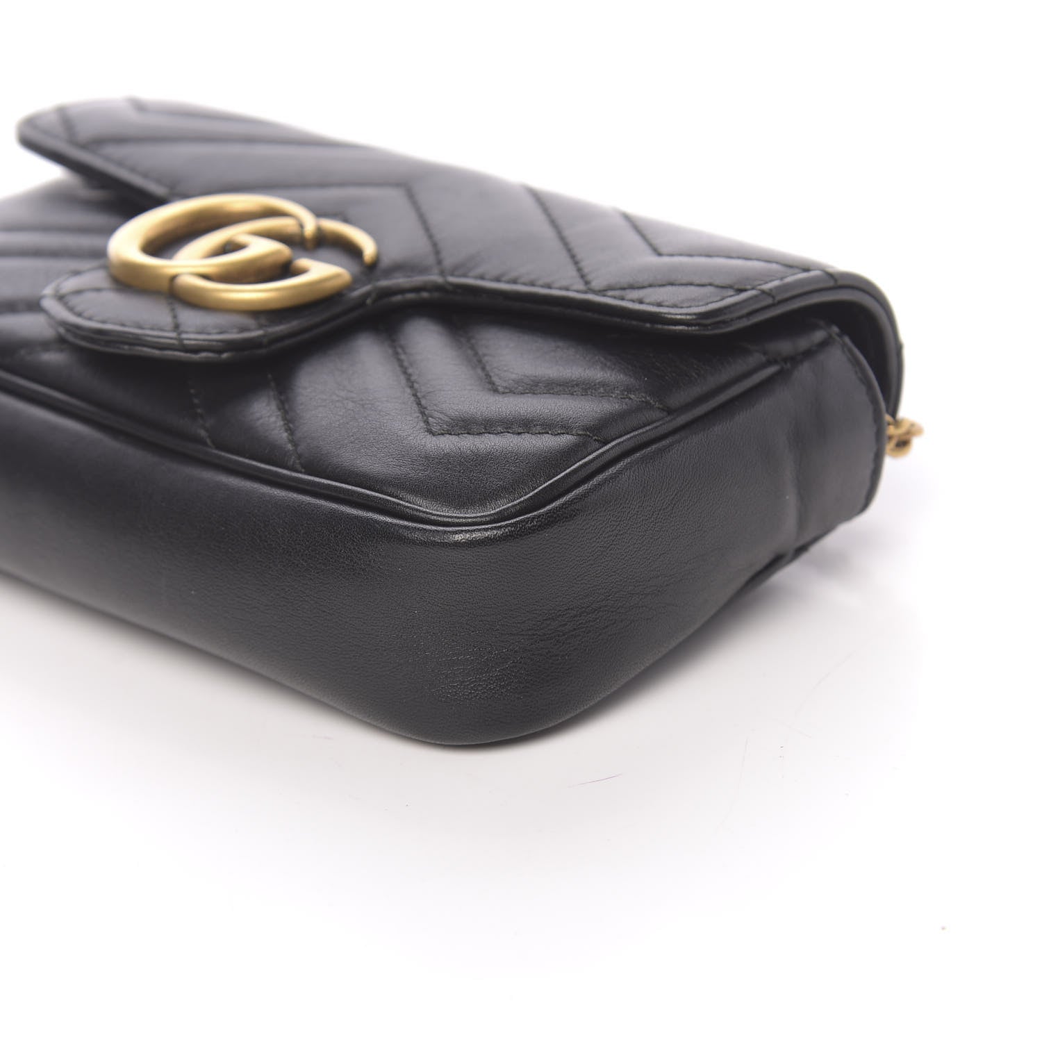 Gucci Calfskin Matelasse Super Mini GG Marmont Shoulder Bag Black 16 of 17
