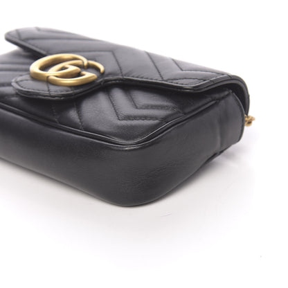 Gucci Calfskin Matelasse Super Mini GG Marmont Shoulder Bag Black 16 of 17