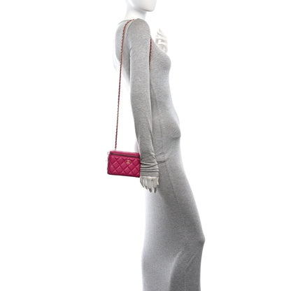 Chanel Lambskin Quilted Small Pearl Crush Vanity Case With Chain Fuchsia 2 of 11