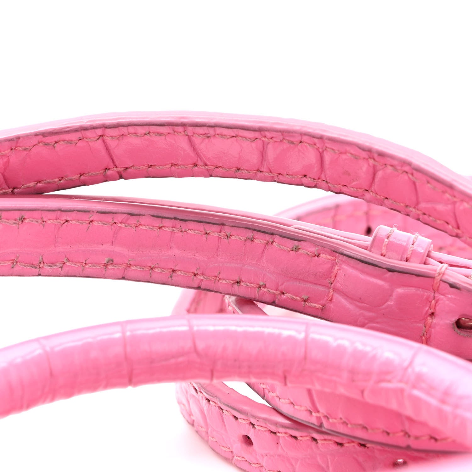 Balenciaga Shiny Calfskin Crocodile Embossed Hourglass Top Handle Bag XS Baby Pink 13 of 15
