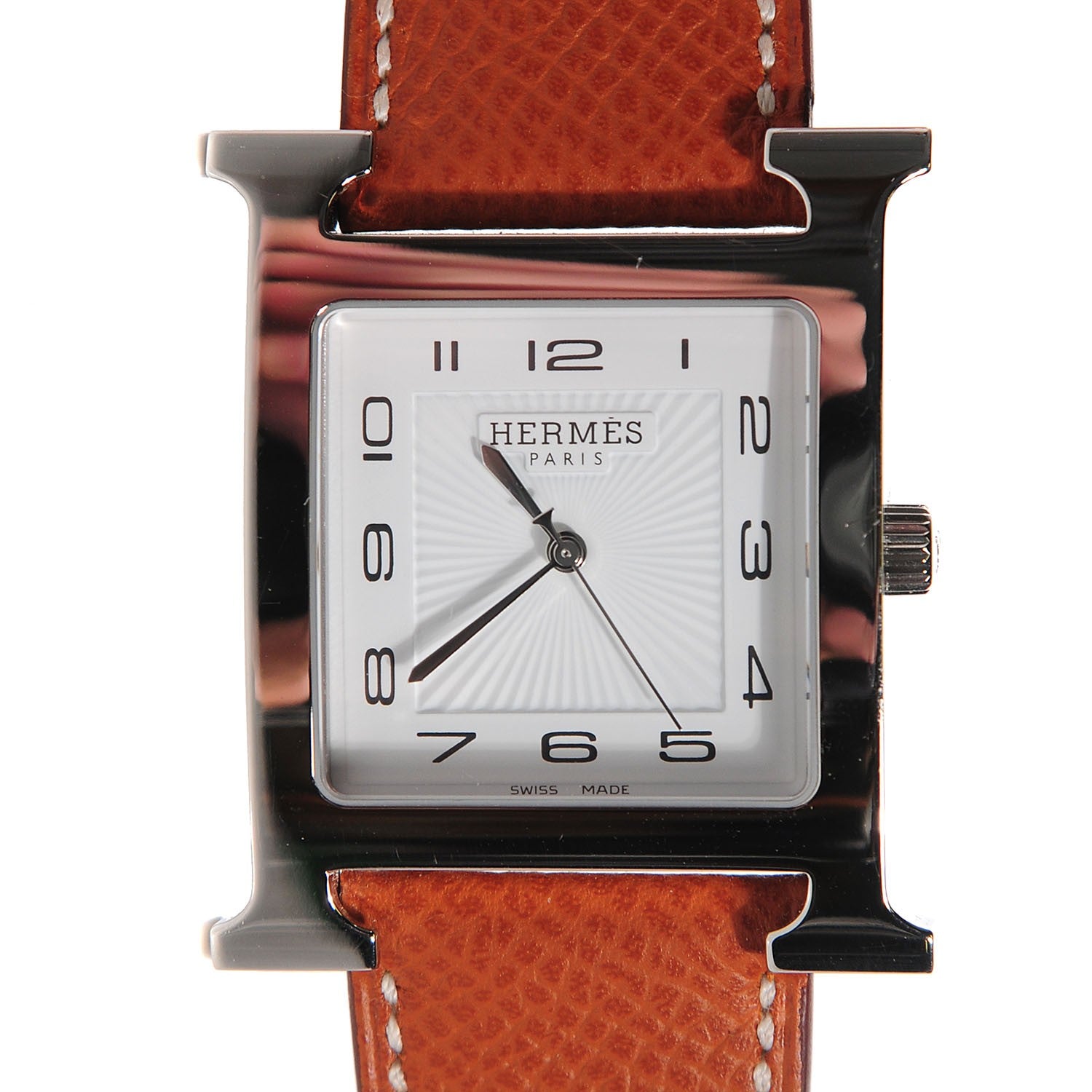 Hermes Stainless Steel Epsom 30.5mm Heure H Hour Quartz Watch Gold 1 of 12