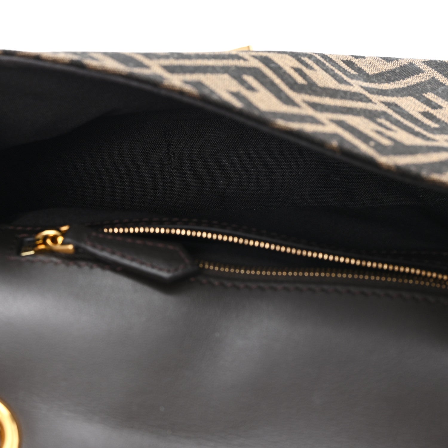 Fendi Fabric Jacquard FF 1974 Midi Chain Baguette Tobacco Moro 5 of 10