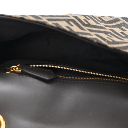 Fendi Fabric Jacquard FF 1974 Midi Chain Baguette Tobacco Moro 5 of 10
