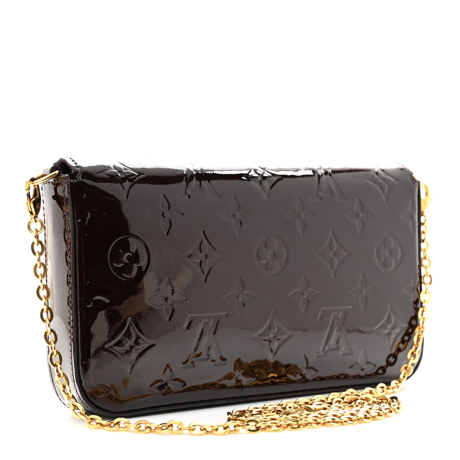 Louis Vuitton Vernis Pochette Felicie Chain Wallet Amarante 3 of 12