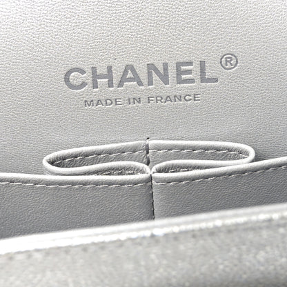Chanel Glittered Metallic Caviar Quilted Medium Double Flap Silver 6 of 11