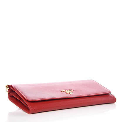 Prada Saffiano Metal Oro Chain Wallet Fuoco 4 of 8