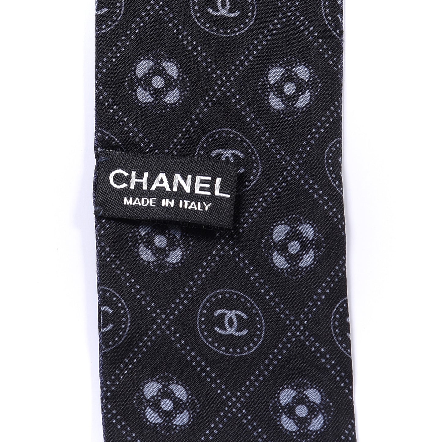 Silk CC Polka Dot Slim Bandeau Scarf Anthracite Black