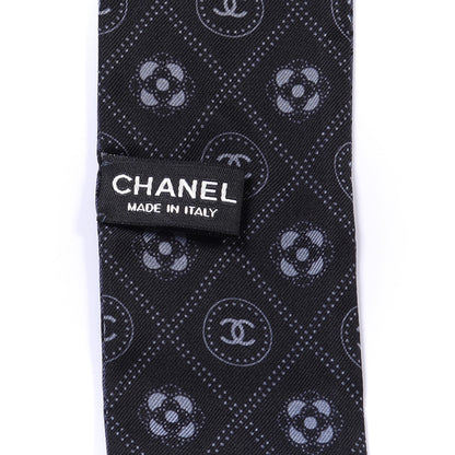 Chanel Silk CC Polka Dot Slim Bandeau Scarf Anthracite Black 3 of 3