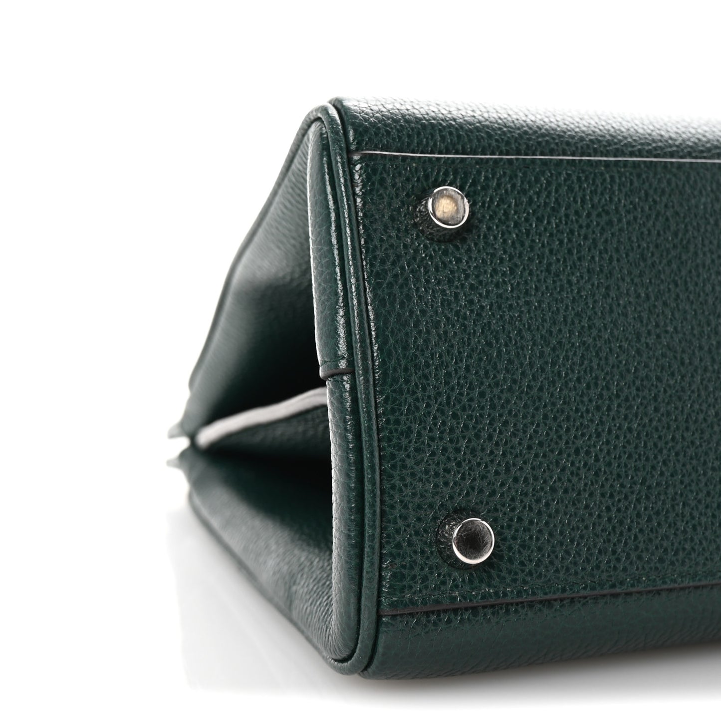 Grainy Calfskin Zumi Top Handle Bag Vintage Green