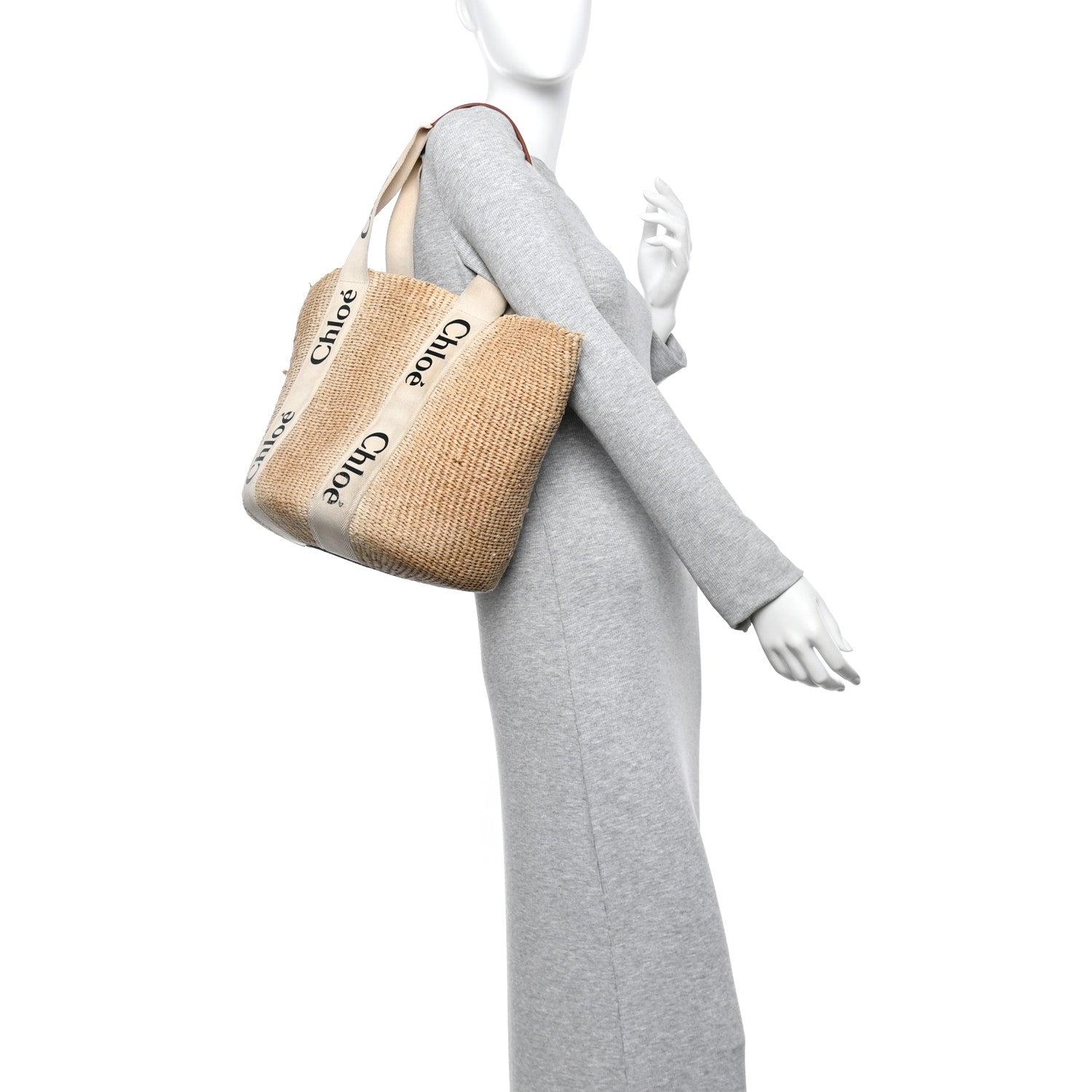 Chloe Raffia Large Woody Tote White 2 of 9