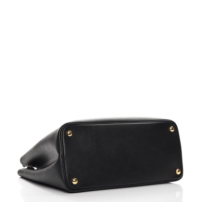 Prada Saffiano Cuir Medium Double Bag Black Fuoco 5 of 8
