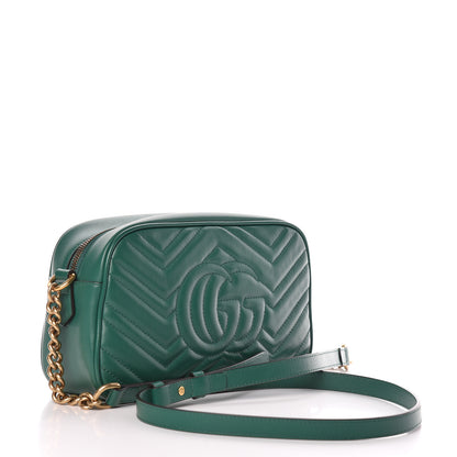 Gucci Calfskin Matelasse Small GG Marmont Chain Shoulder Bag Emerald Green 3 of 10