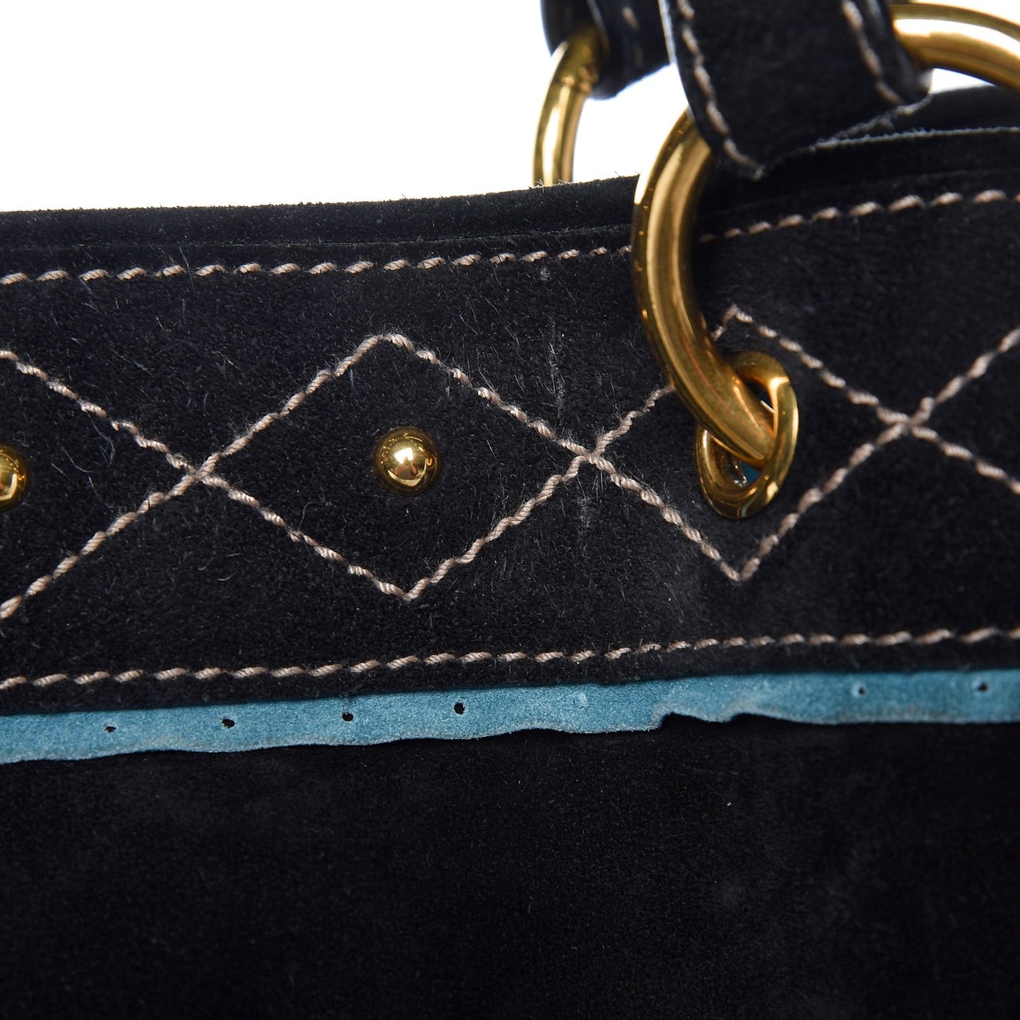 Suede Calfskin Studded Large Irina Tote Bag Black