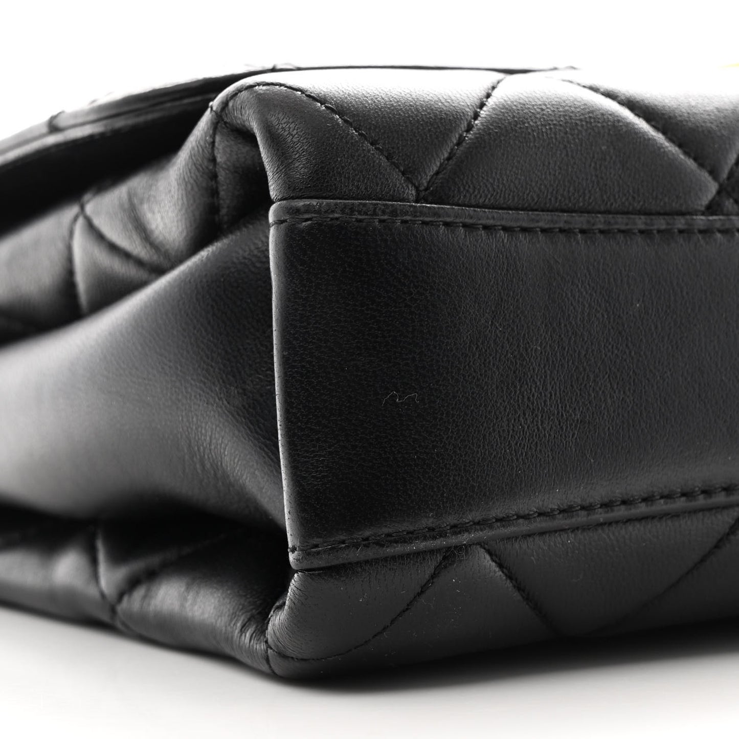 Lambskin Quilted CC Crystal Logo Chain Flap Black