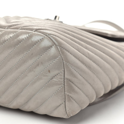 Chanel Metallic Iridescent Calfskin Chevron Quilted Small Urban Spirit Backpack Silver 9 of 11