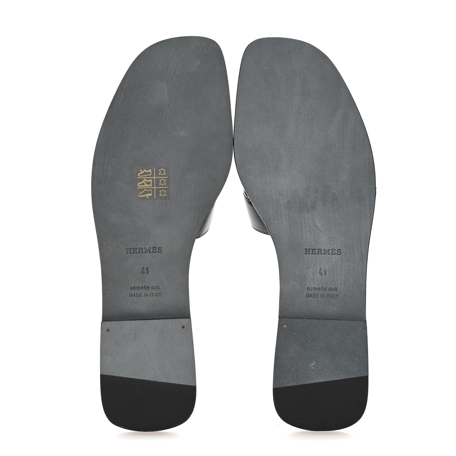 Hermes Box Calfskin Oran Sandals 41 Black 6 of 10