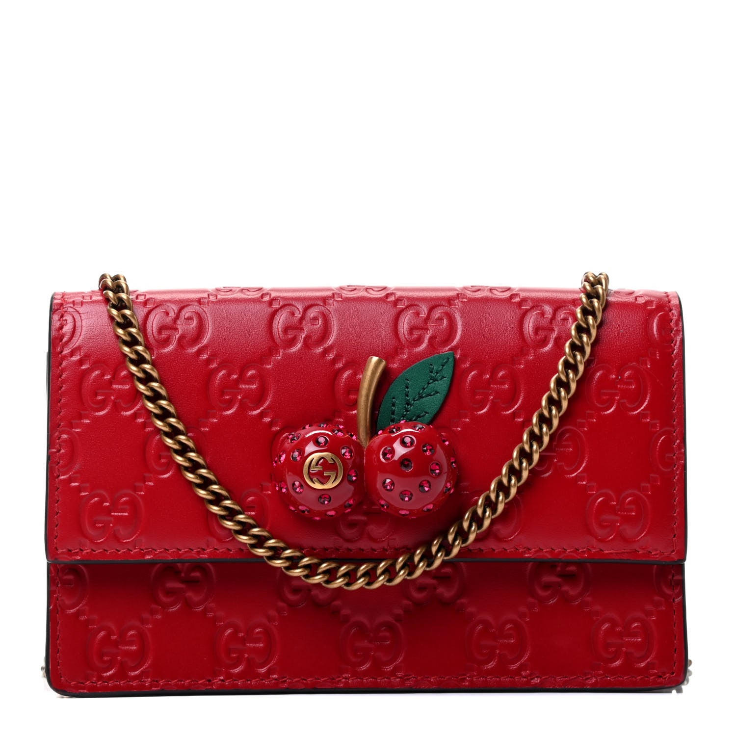Gucci Guccissima Mini Cherry Chain Bag Hibiscus Red 1 of 4