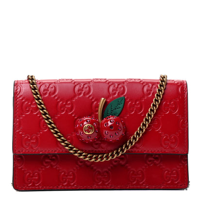 Gucci Guccissima Mini Cherry Chain Bag Hibiscus Red 1 of 4