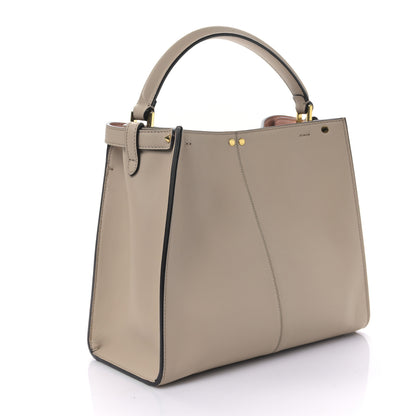Fendi Vitello Seta Glazed Fabric FF 1974 Medium Peekaboo X-Lite Nuvola Mogano Panna 3 of 8