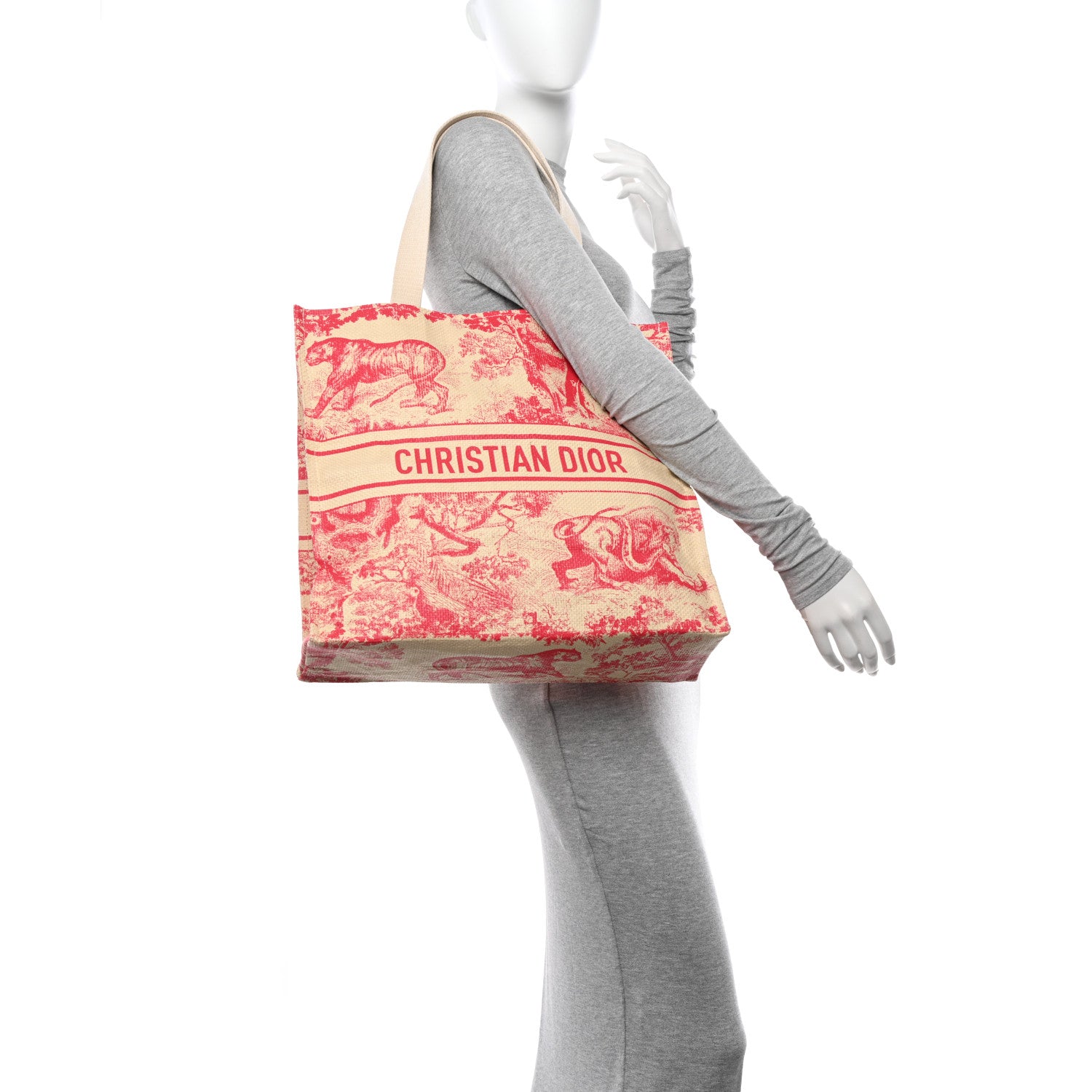 Christian Dior Straw Dioriviera Tote Red 2 of 10