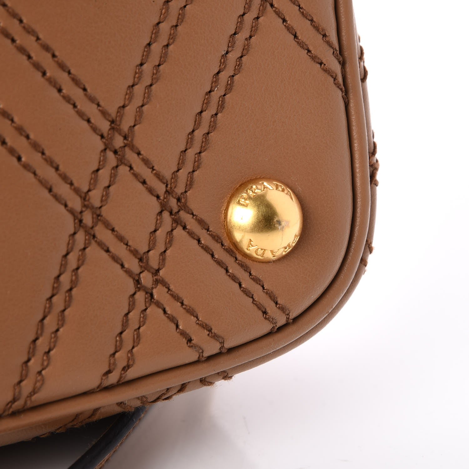 Prada City Calf Quilted Large Double Bag Caramel 10 of 12
