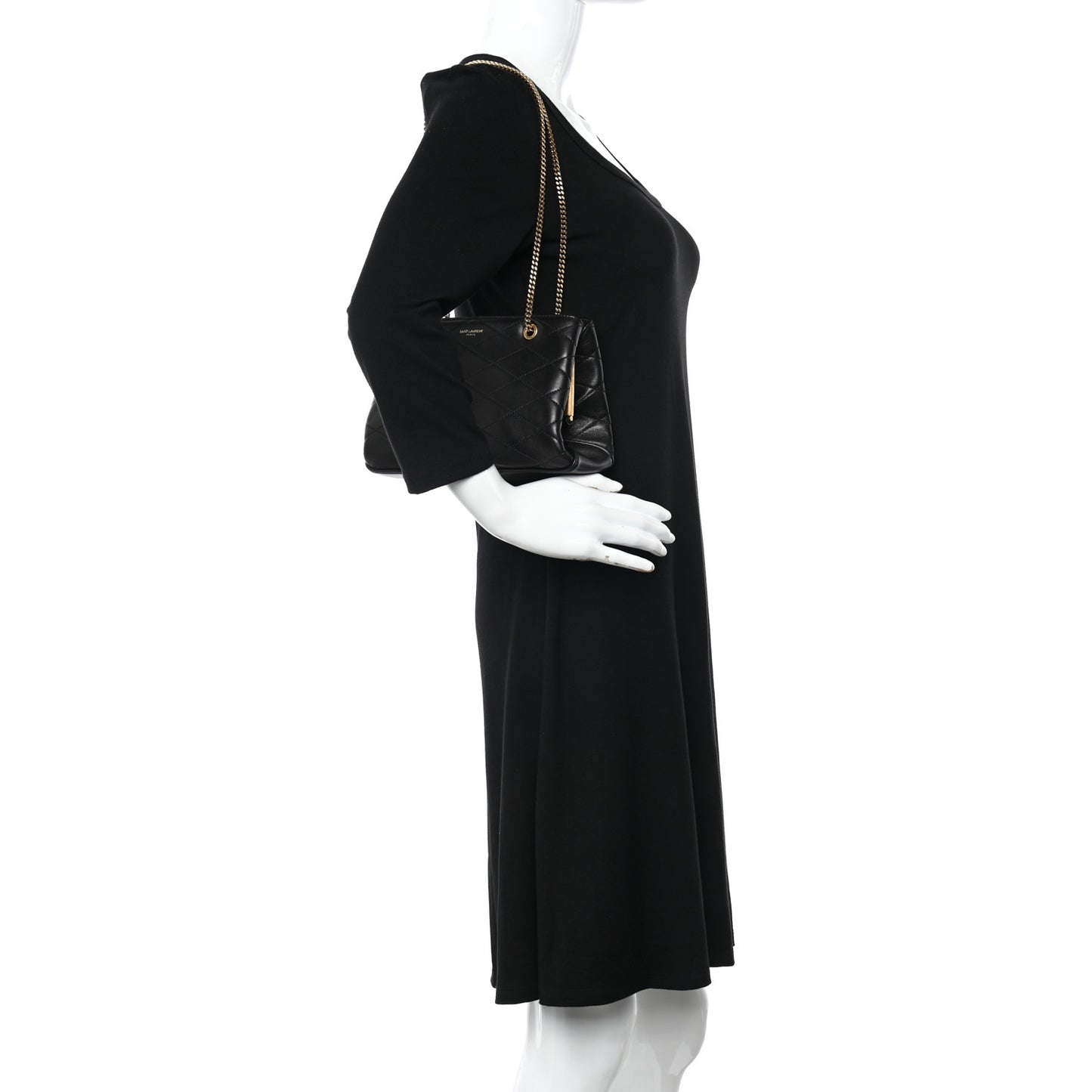 Lambskin Quilted Melody Chain Bag Black