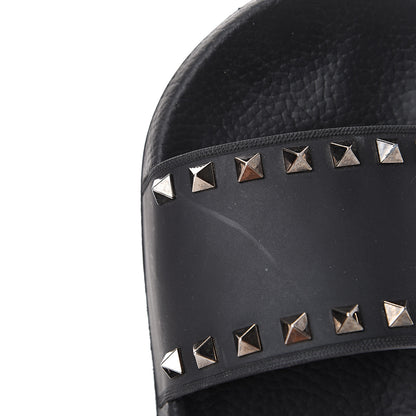 Valentino Garavani Rubber Rockstud Slide Sandals 37 Black 10 of 11