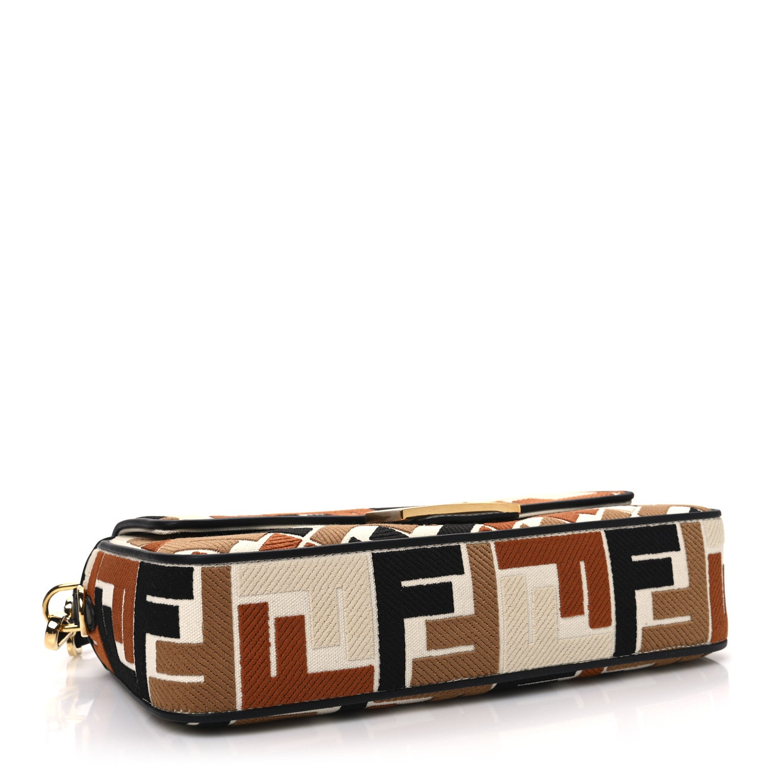 Fendi Canvas Vitello Seta FF Multicolor Embroidered Baguette