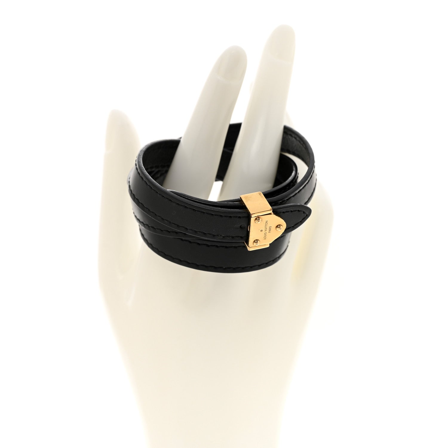 Louis Vuitton Leather Double Wrap Bracelet Black 2 of 8