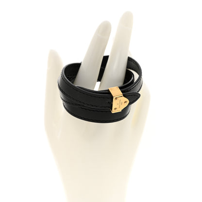 Louis Vuitton Leather Double Wrap Bracelet Black 2 of 8