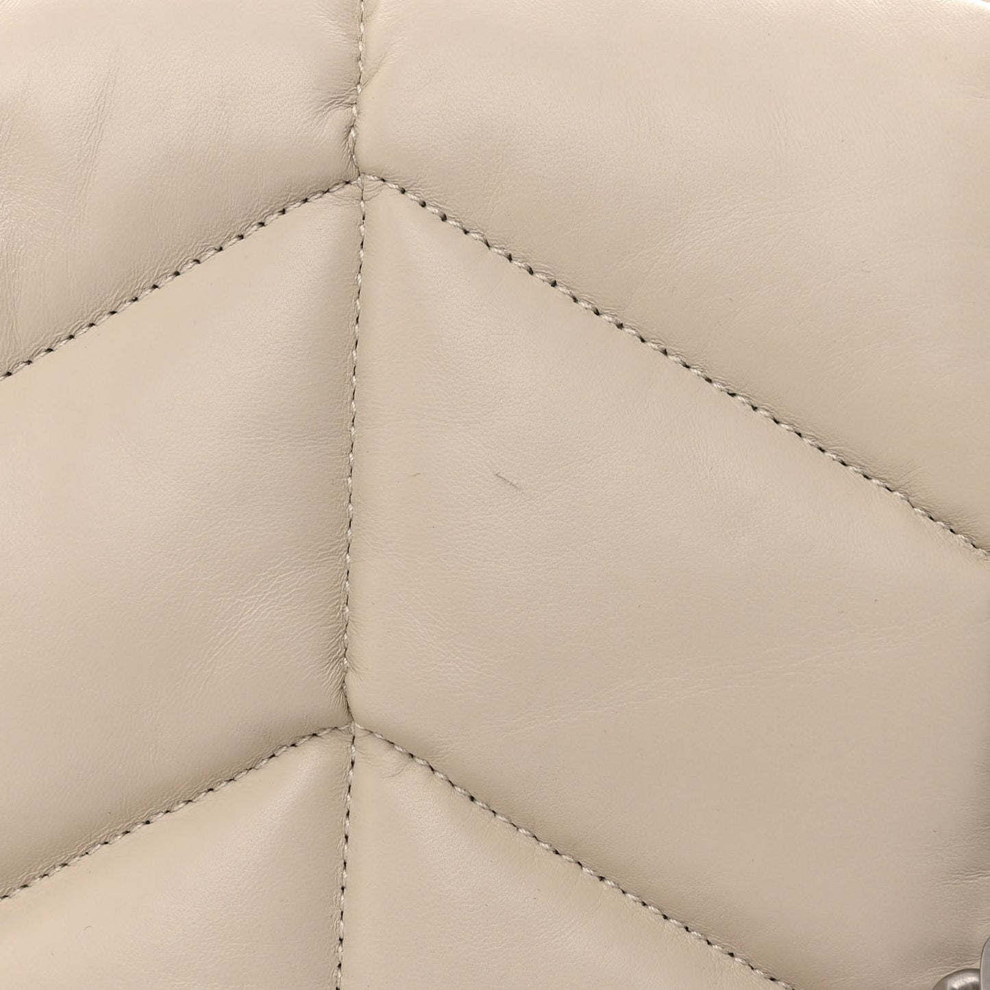 Lambskin Quilted Medium Loulou Puffer Monogram Chain Satchel Crema Soft