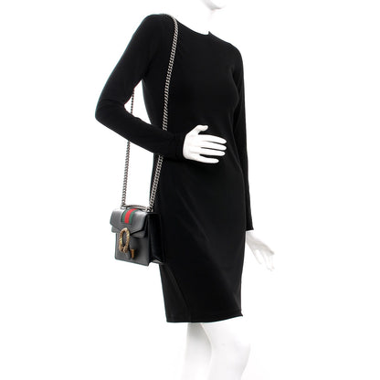 Gucci Calfskin Web Mini Dionysus Shoulder Bag Black 2 of 9