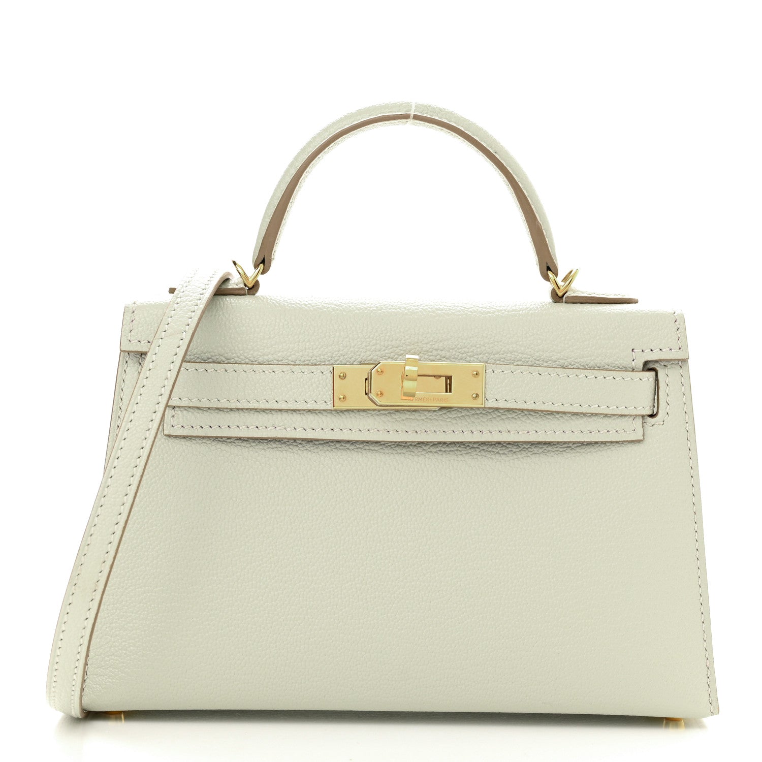 Hermes Chevre Mysore Horseshoe Mini Kelly Sellier 20 Gris Perle Anemone 1 of 12