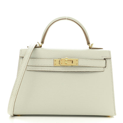 Hermes Chevre Mysore Horseshoe Mini Kelly Sellier 20 Gris Perle Anemone 1 of 12