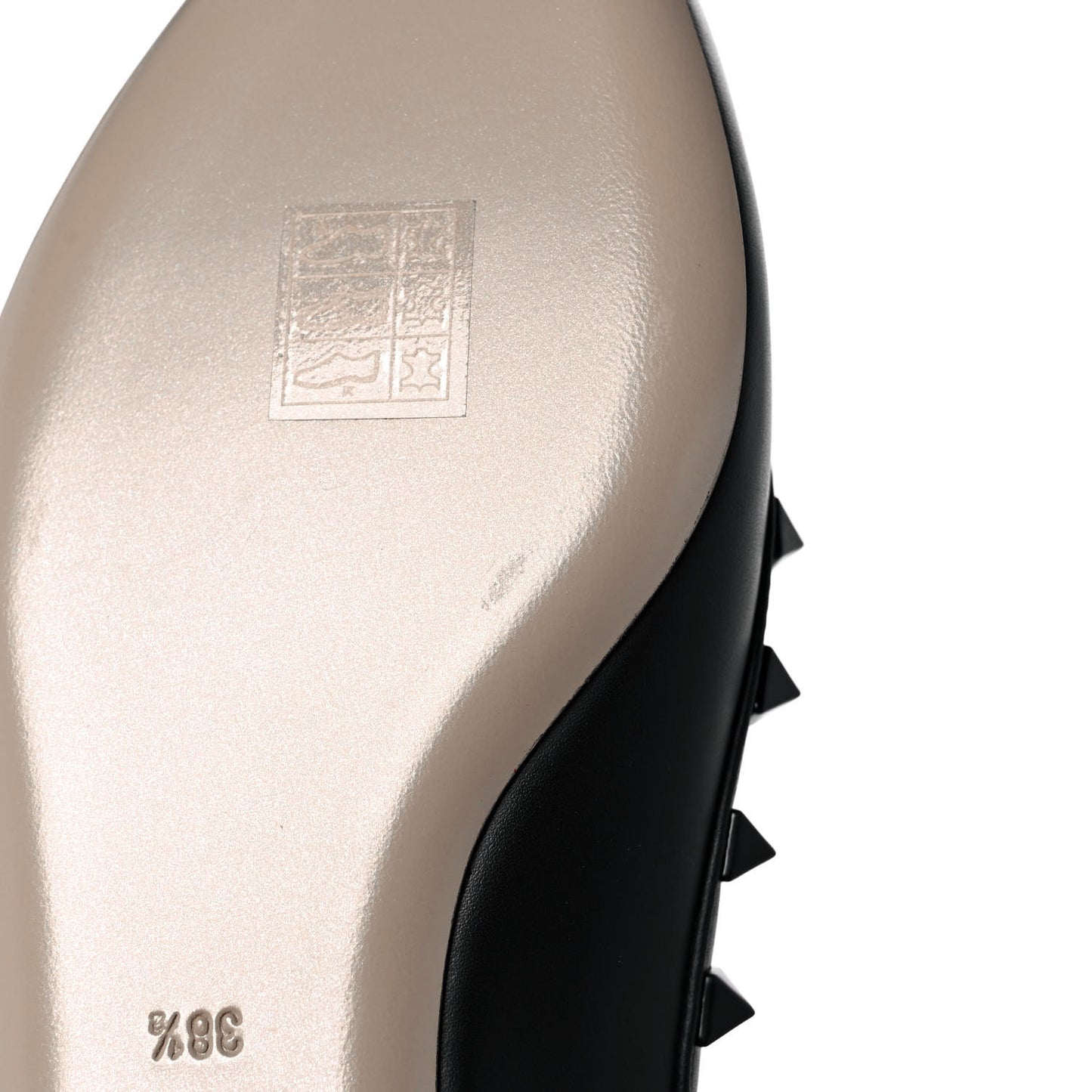 Calfskin Lacquered Monochrome Rockstud Ballerina Flats 38.5 Black