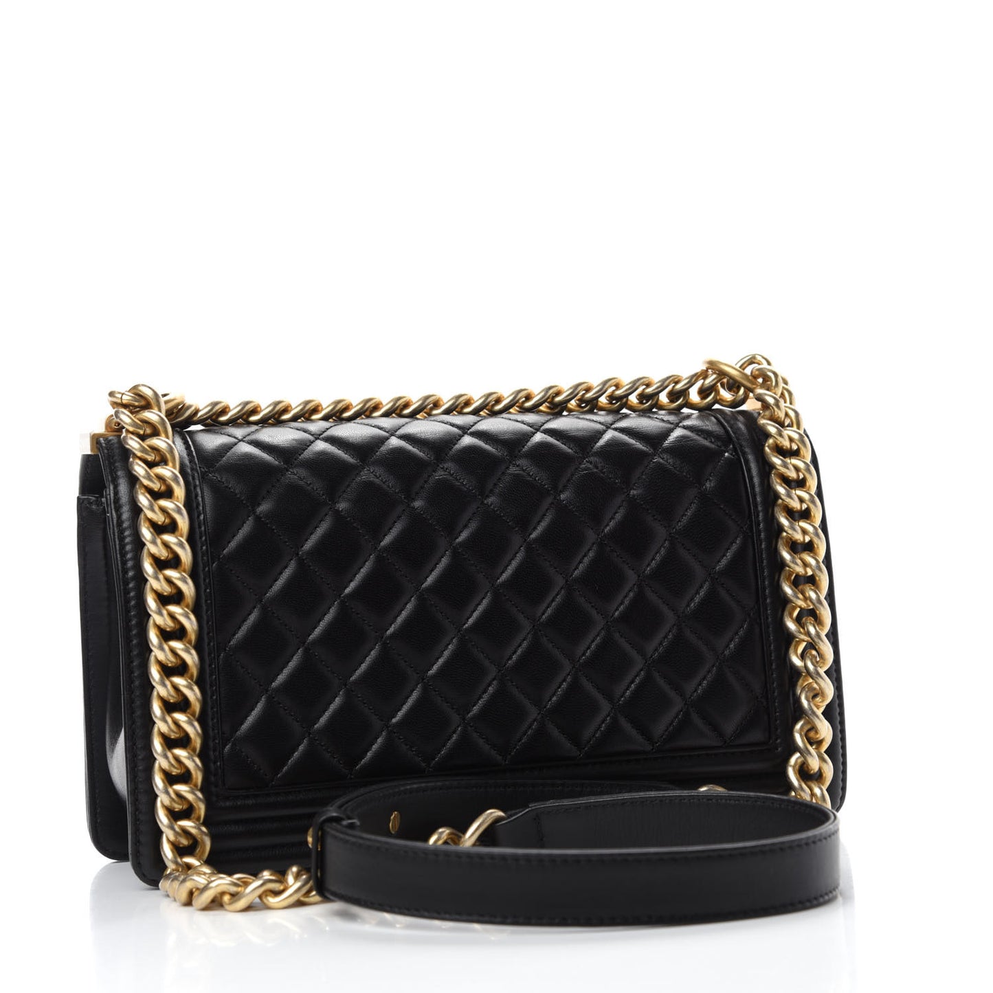 Lambskin Quilted Medium Boy Flap Black