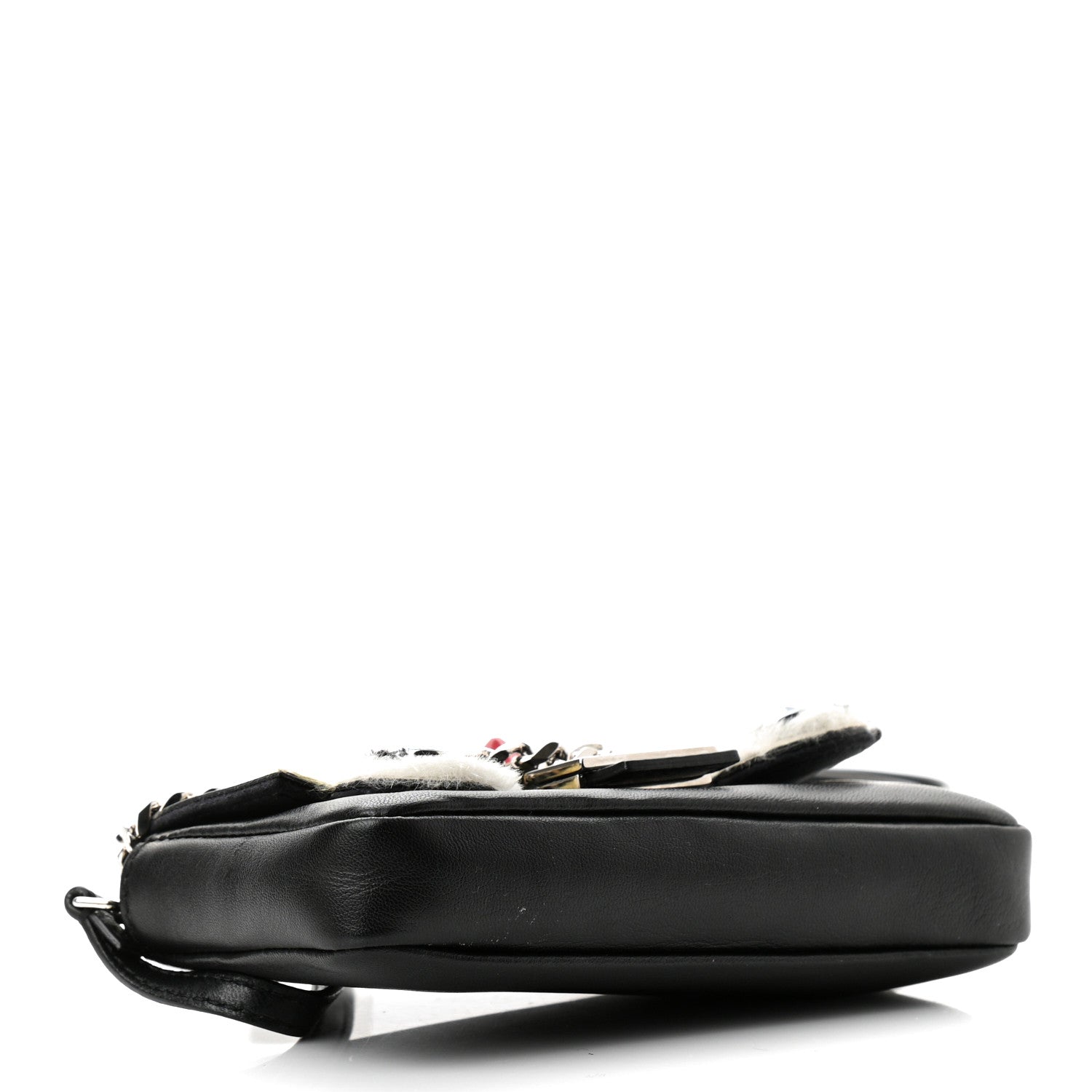 Fendi Shiny Nappa Rabbit Fur Crystal Flowerland Micro Buggie Baguette Black Mojito Multicolor 6 of 13
