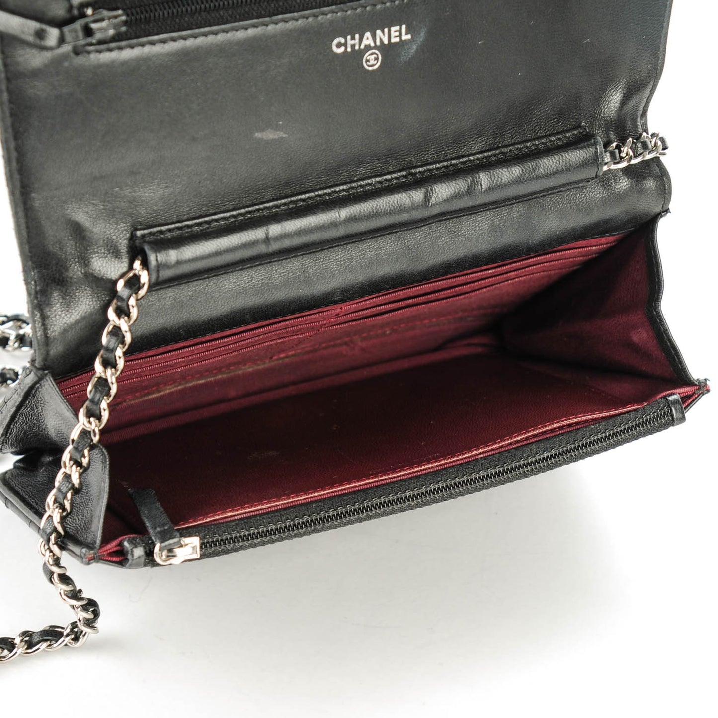 Lambskin Quilted Wallet On Chain WOC Black
