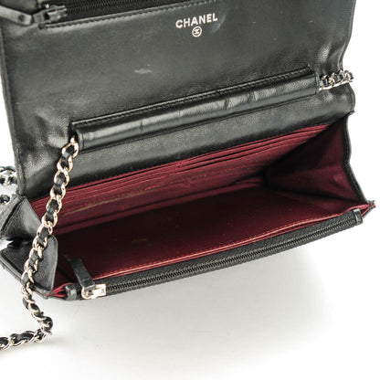 Chanel Lambskin Quilted Wallet On Chain WOC Black 5 of 9