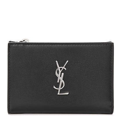 Saint Laurent Calfskin Monogram Bi Fold Zipped Wallet Black 1 of 8