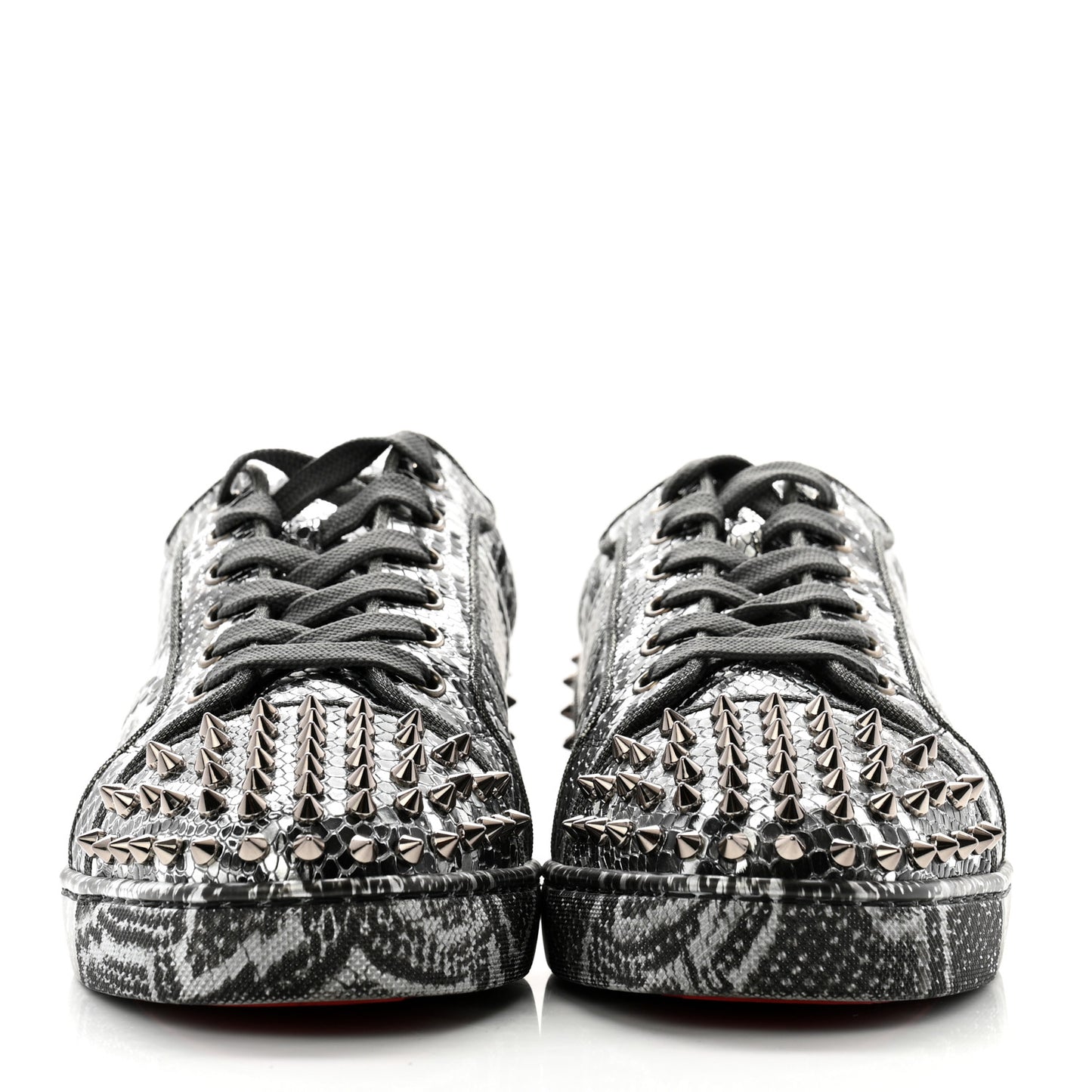 Calfskin Snake-Effect Seavaste Flat Sneakers 42 Silver