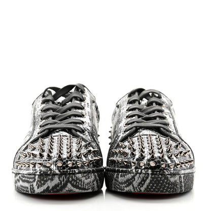 Christian Louboutin Calfskin Snake-Effect Seavaste Flat Sneakers 42 Silver 2 of 7