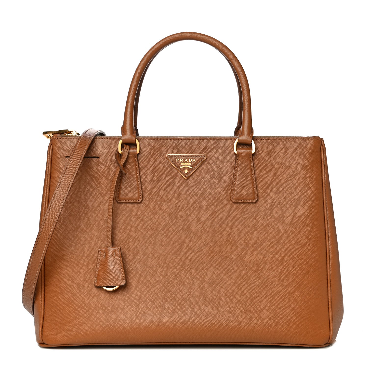 Prada Saffiano Medium Galleria Double Zip Tote Caramel 1 of 15