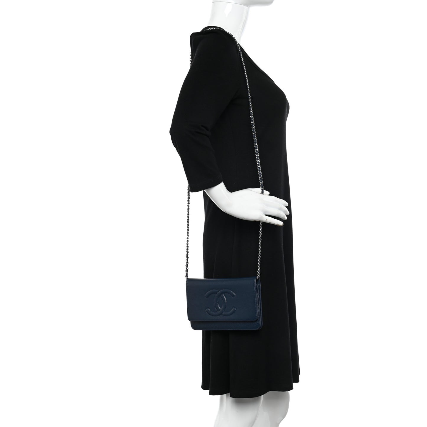 Caviar Timeless CC Wallet on Chain WOC Navy Blue