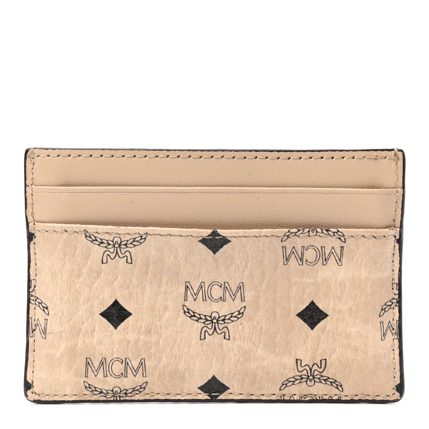 MCM Calfskin Visetos Mini Card Case Beige 1 of 6